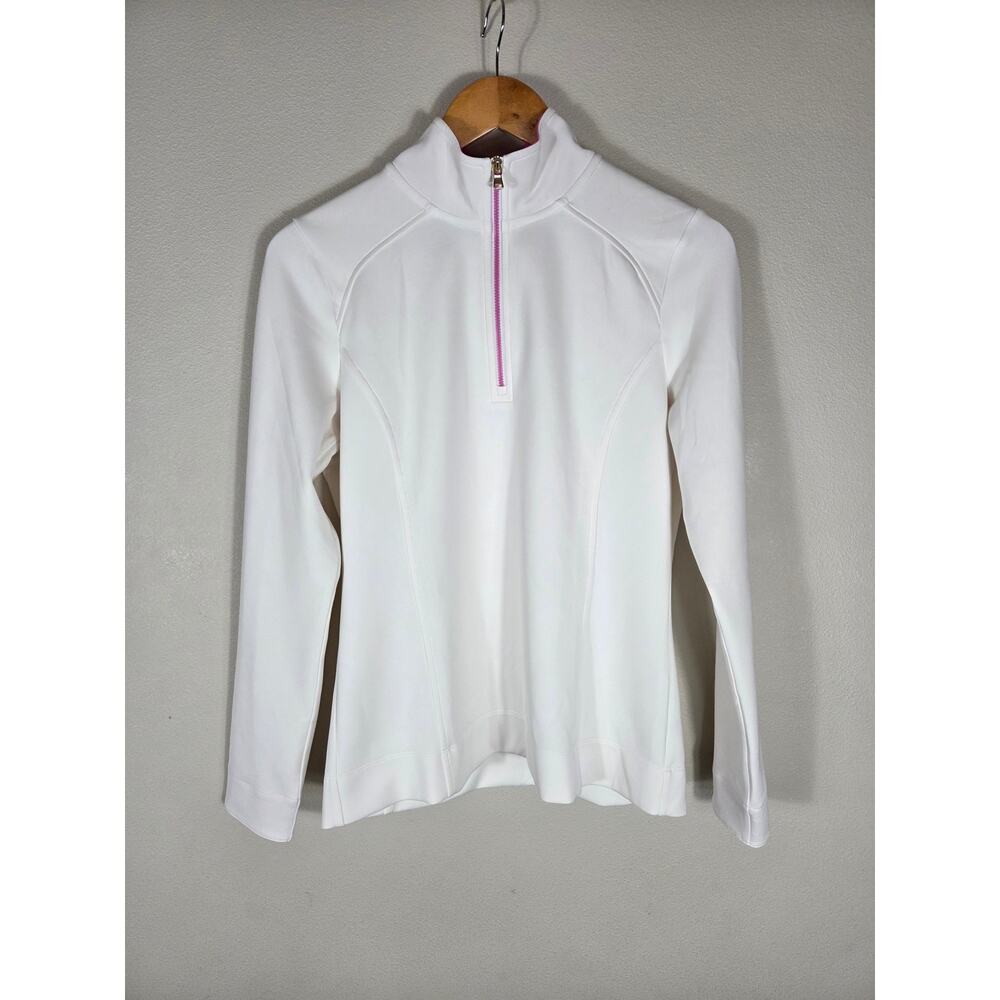Fairway & Greene Woman's Well's Golf White Quarter Zip Pullover Size Small